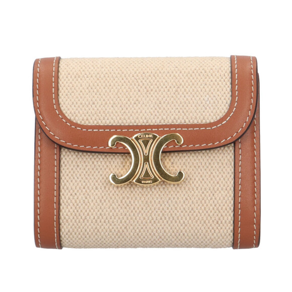 CELINE Accessories - Celine Triomphe Tri-fold Wallet, Canvas 10D783, Women's, Pre-owned.